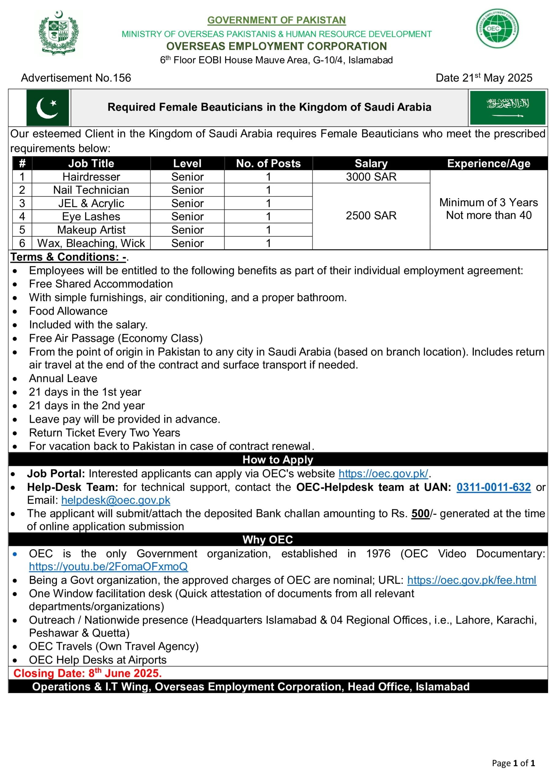 Ministry of Overseas Pakistanis & Human Resource Development Jobs