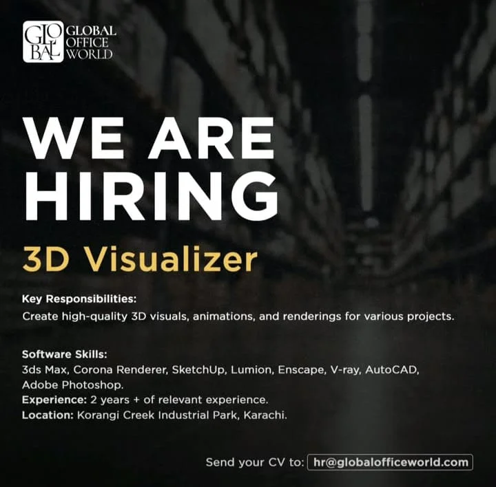 Advertisement for Global Office World 3D Visualizer Jobs
