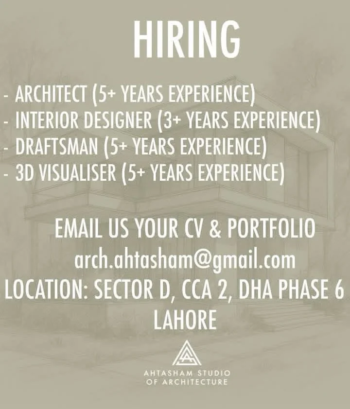 Advertisement for Interior Designer at Ahtasham Studio