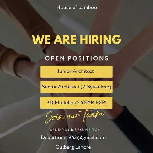 Advertisement for Architect Jobs in House of Bamboo Lahore