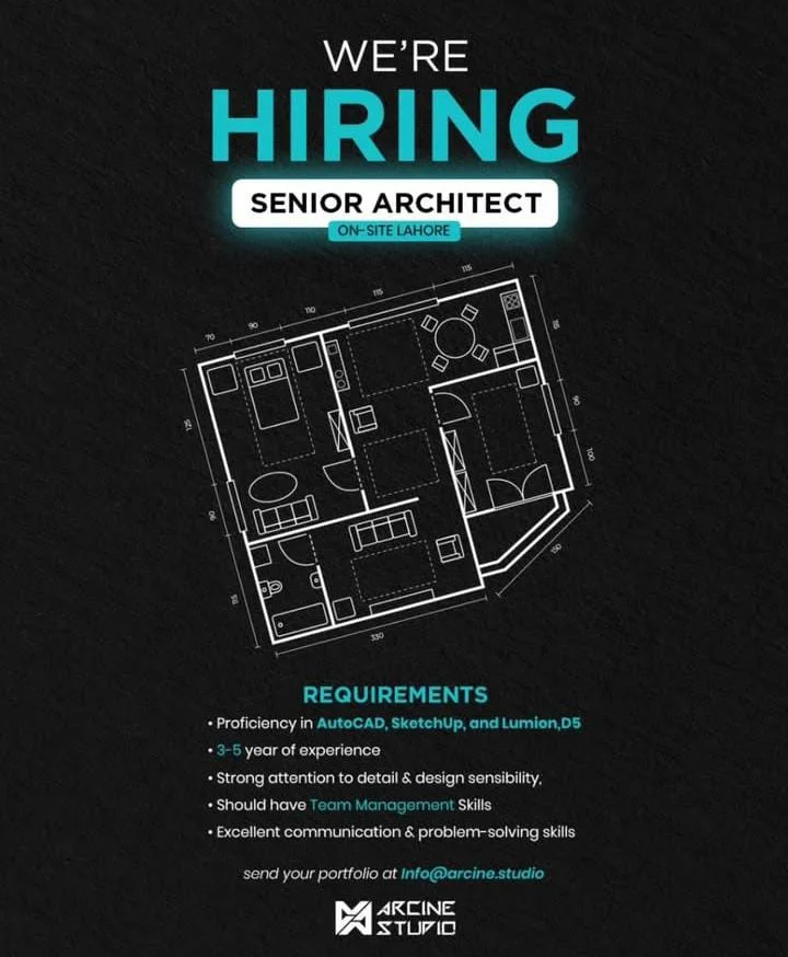 Advertisement for Senior Architect Jobs in Lahore