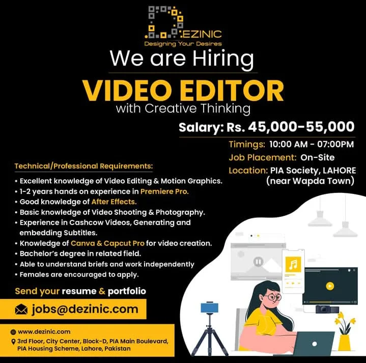 Advertisement for the Video Editor Jobs 2025
