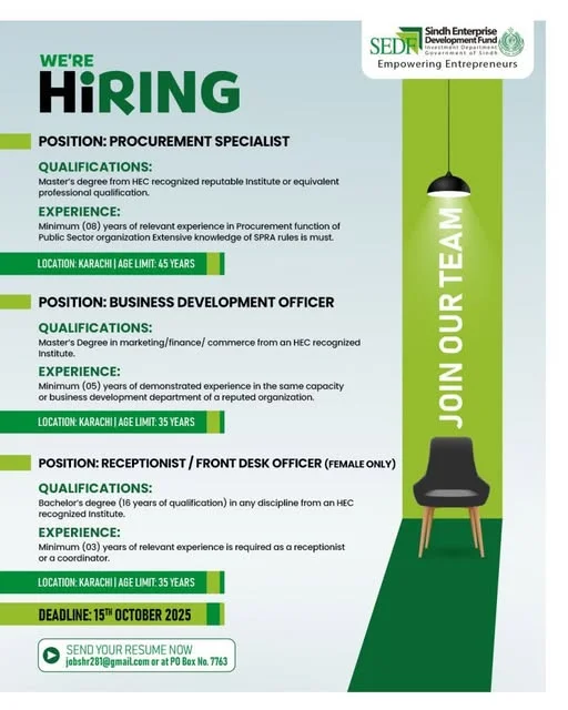 Advertisement for SEDF Empowering Entrepreneurs Jobs