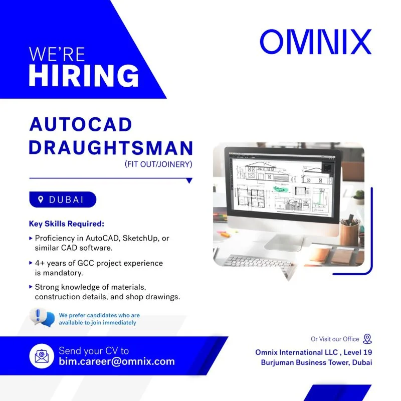 Advertisement for the AutoCAD Draftsman Jobs in UAE