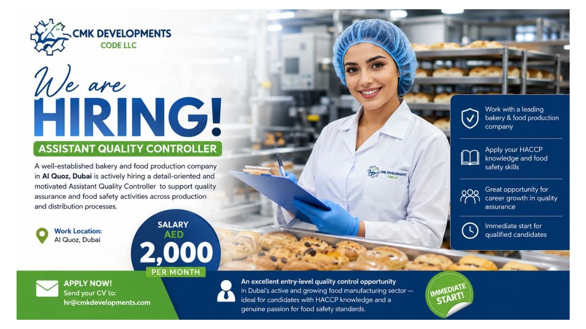 Assistant Quality Controller Jobs Dubai 2026 