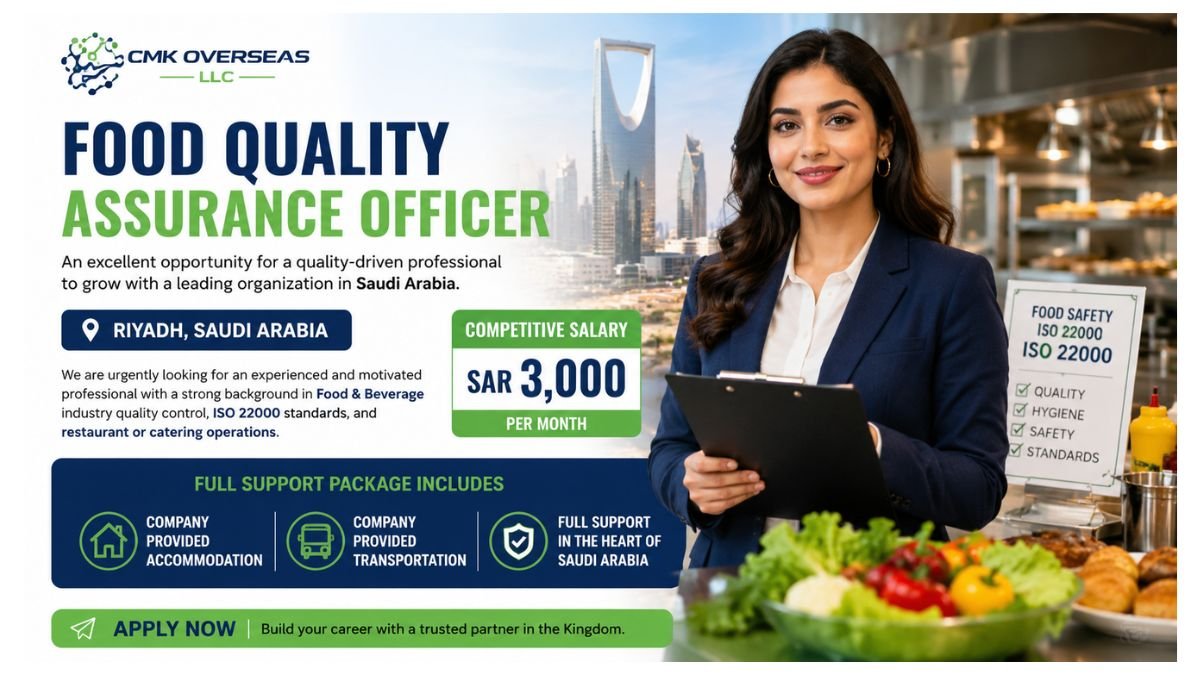 Food Quality Assurance Officer Jobs Riyadh Saudi Arabia 2026