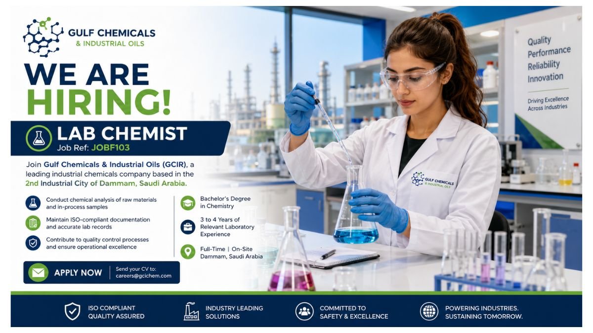 Lab Chemist Jobs Dammam Saudi Arabia 2026