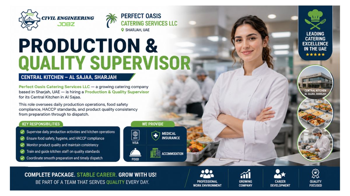Production & Quality Supervisor Jobs Sharjah UAE 2026