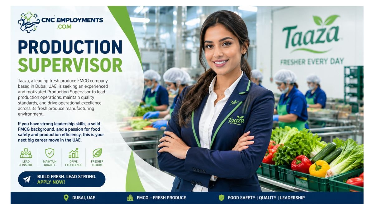 Production Supervisor Jobs Dubai UAE 2026 
