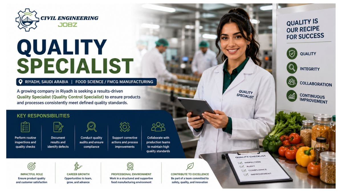 Quality Specialist Jobs Riyadh Saudi Arabia 2026
