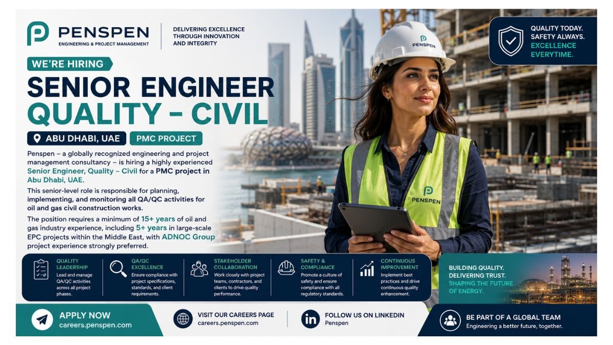 Senior Quality Civil Engineer Jobs Abu Dhabi UAE 2026
