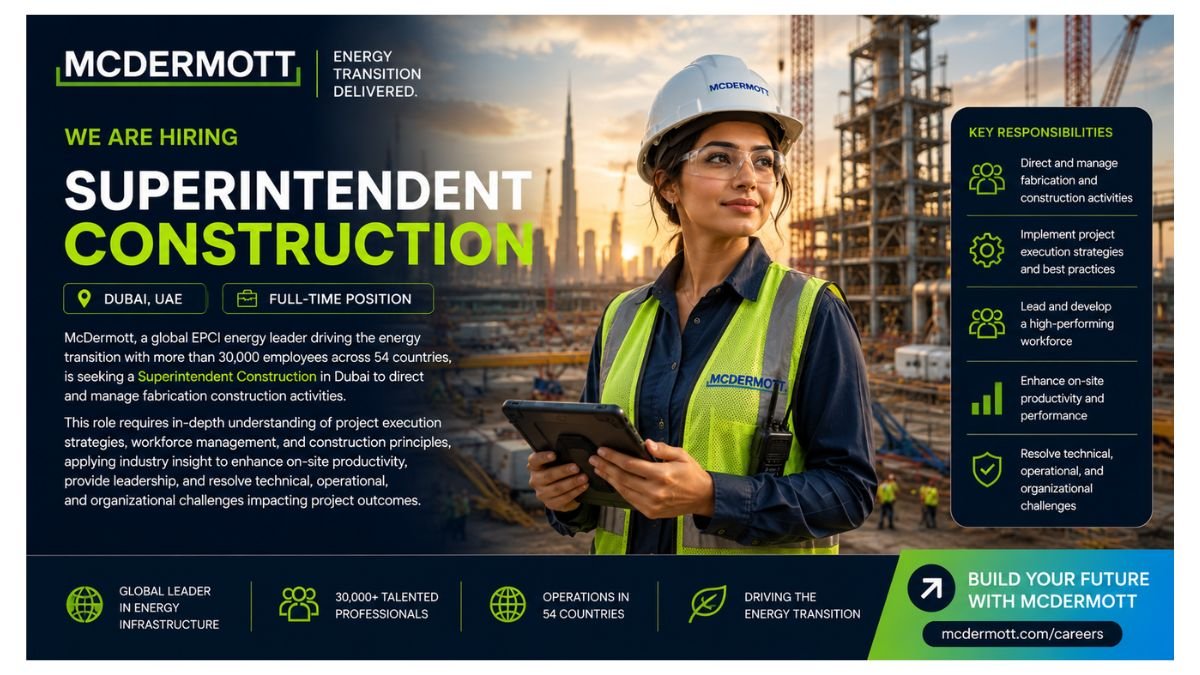 Superintendent Construction Jobs Dubai UAE 2026