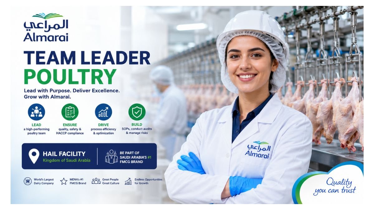 Team Leader Poultry Jobs Hail Saudi Arabia 2026 