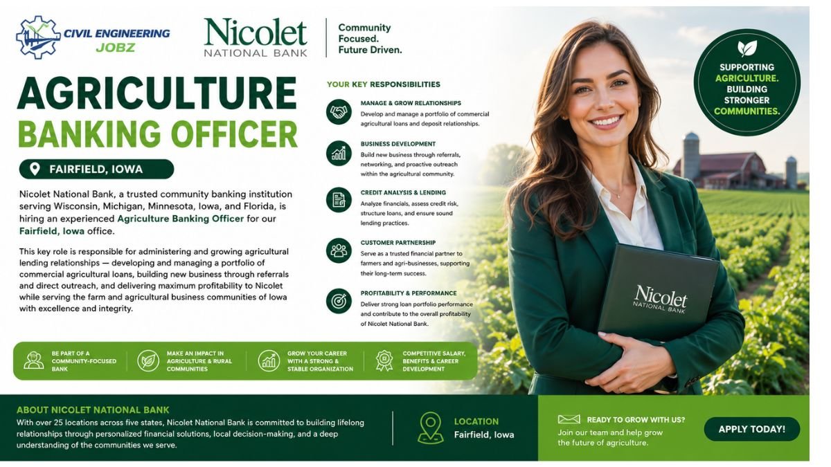Agriculture Banking Officer Jobs Fairfield Iowa 2026