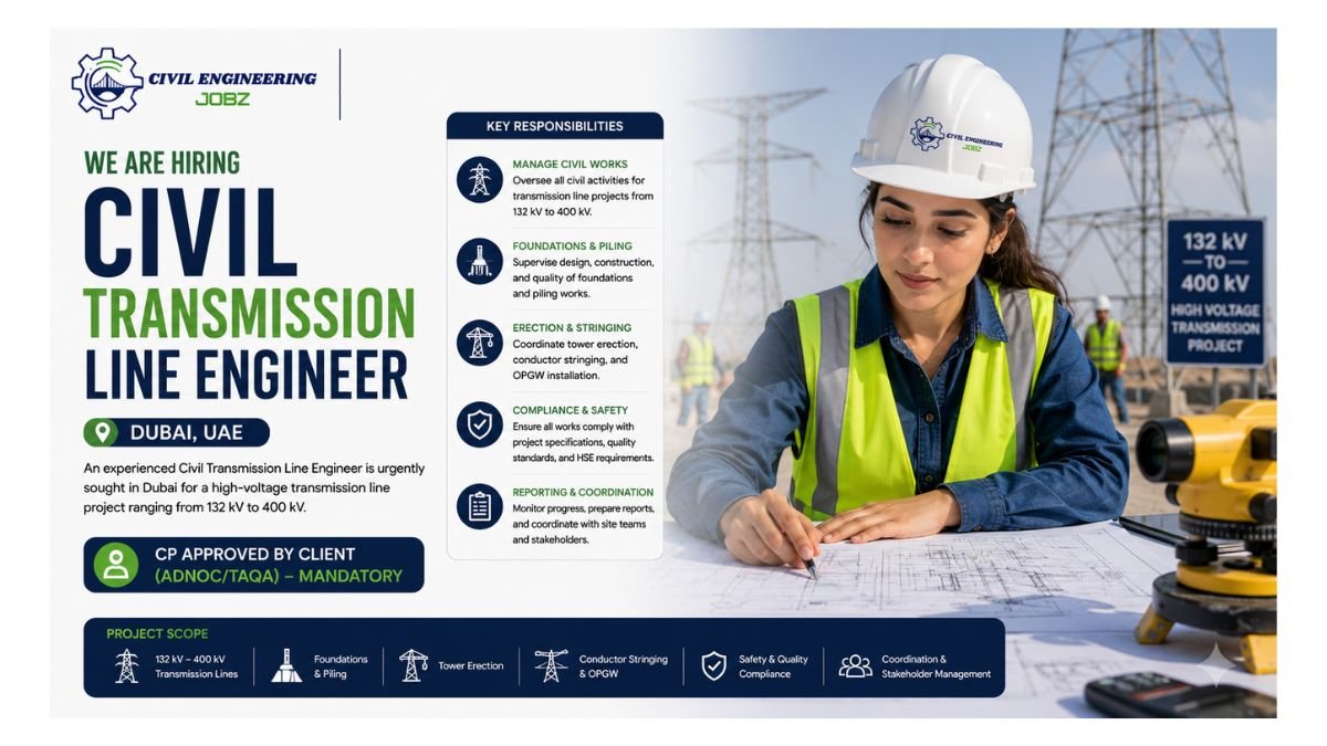 Civil Transmission Line Jobs Dubai UAE 2026