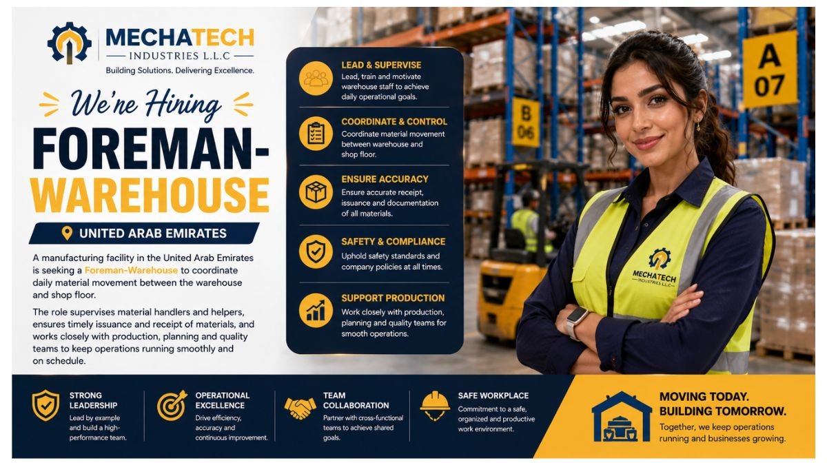 Foreman-Warehouse Jobs UAE 2026
