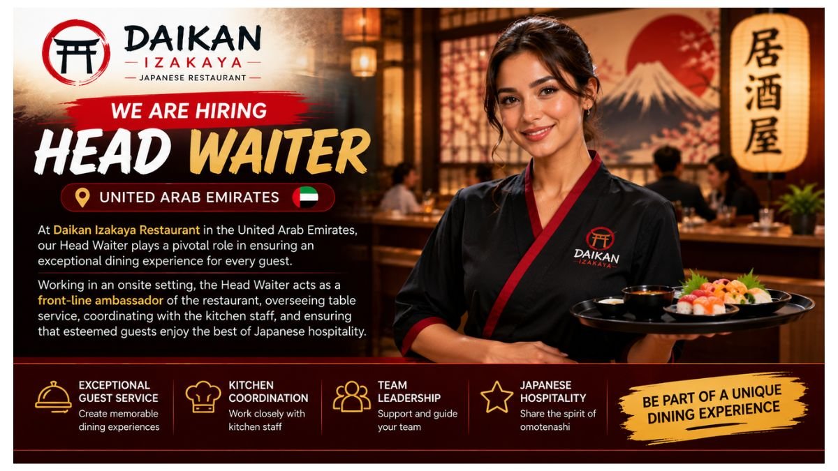 Head Waiter Jobs UAE 2026