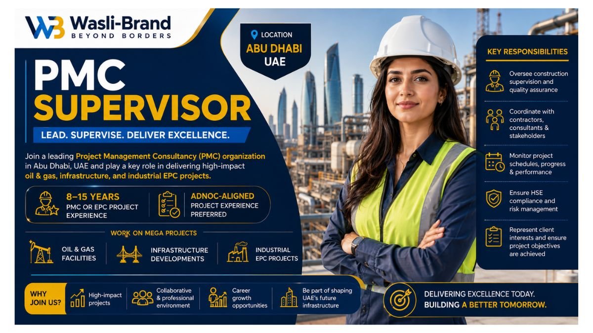 PMC Supervisor Jobs Abu Dhabi UAE 2026