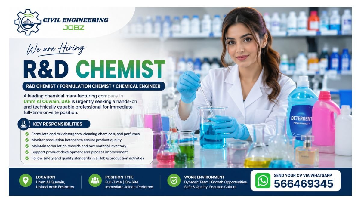 R&D Chemist Jobs Umm Al Quwain UAE 2026 