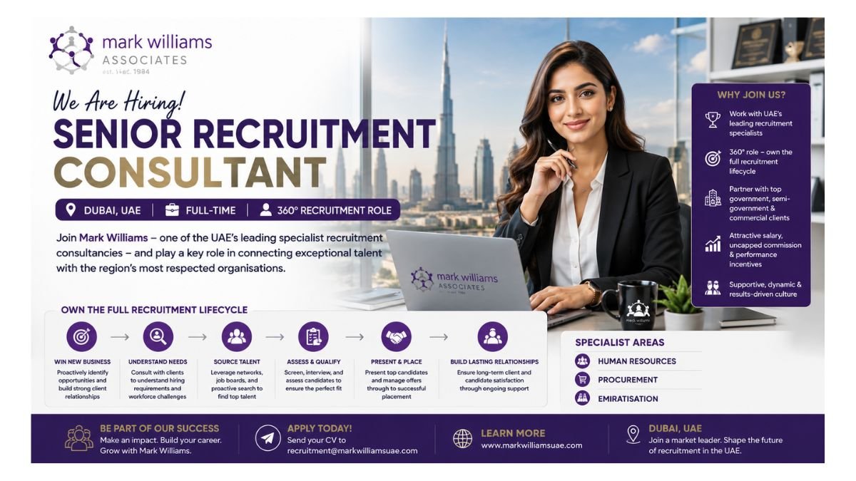 Senior Recruitment Consultant Jobs Dubai 2026 