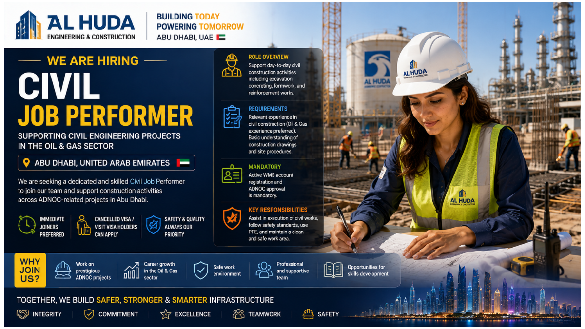 Civil Job Performer Jobs Abu Dhabi UAE 2026