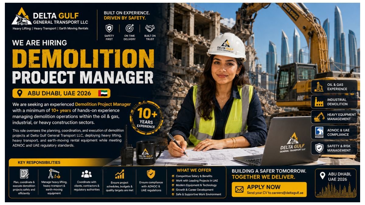 Demolition Project Manager Jobs UAE 2026