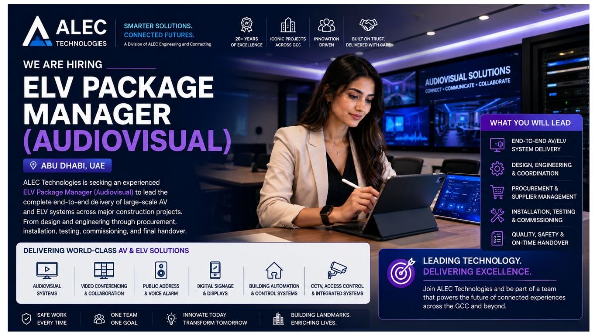 ELV Package Manager Audiovisual Jobs Abu Dhabi UAE 2026