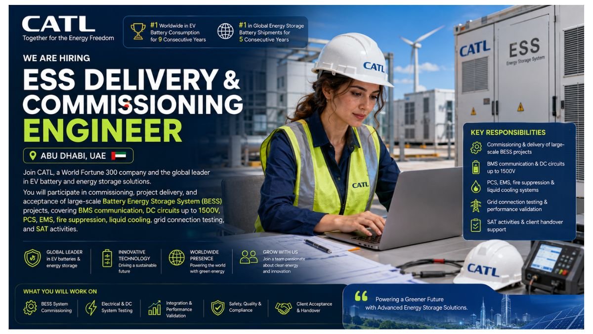 ESS Delivery Commissioning Engineer Jobs Abu Dhabi UAE 2026