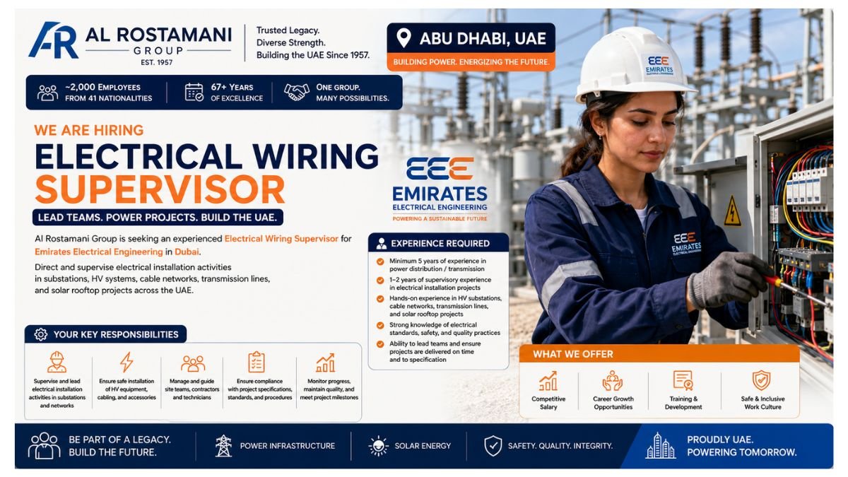 Electrical Wiring Supervisor Jobs Dubai 2026