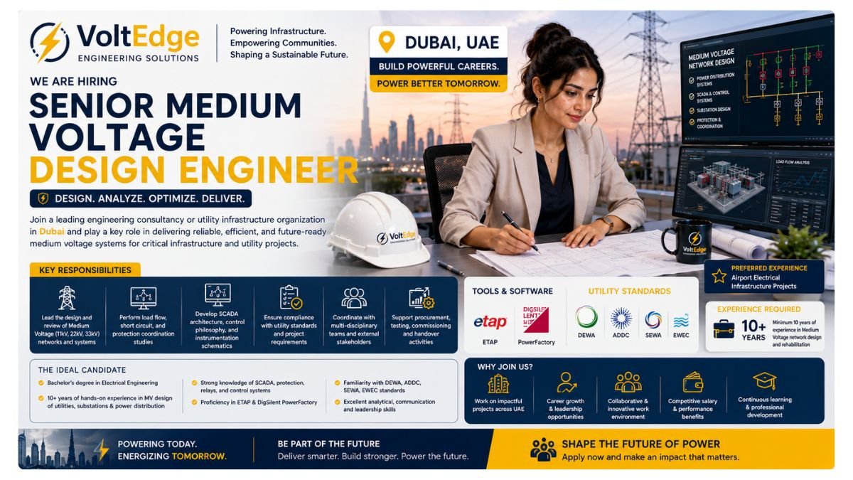 Senior Medium Voltage Design Engineer Jobs Dubai UAE 2026