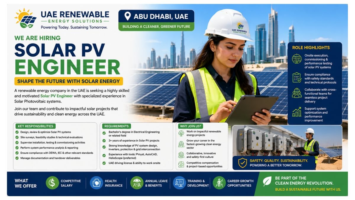 Solar PV Engineer Jobs UAE 2026