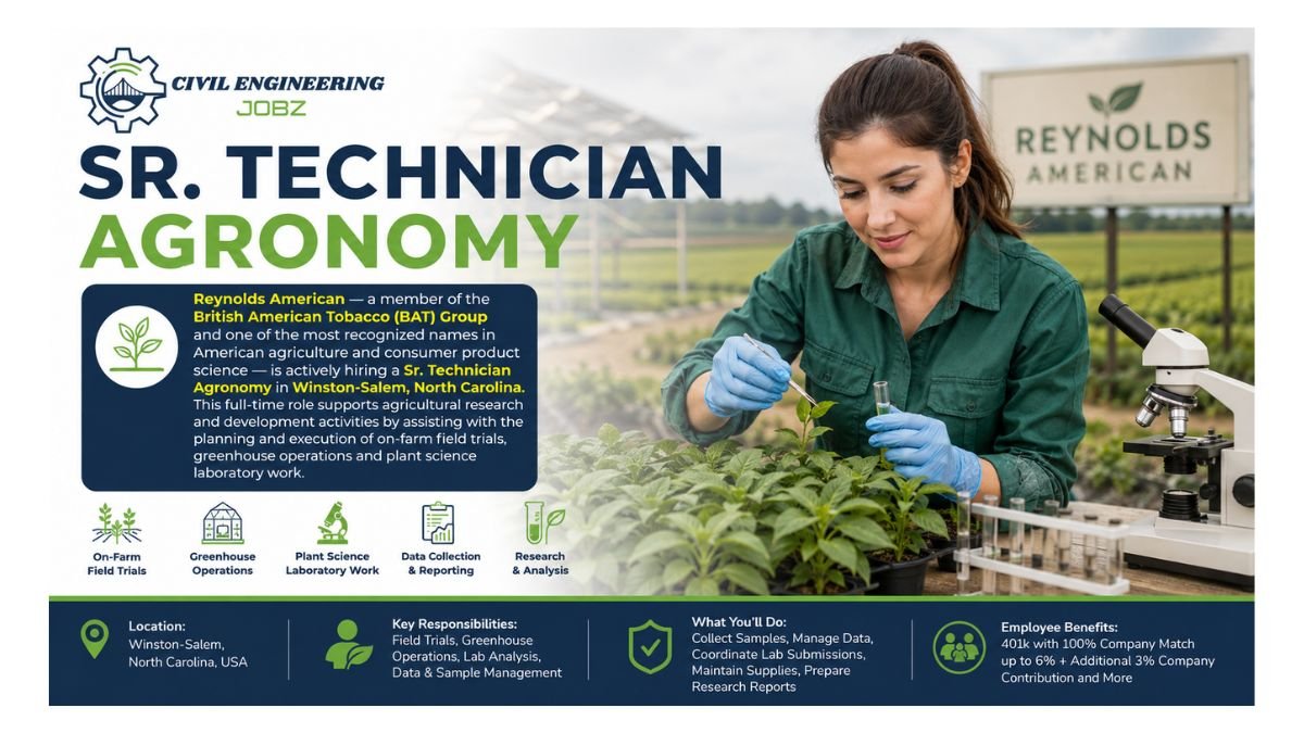 Sr Technician Agronomy Jobs Winston-Salem NC 2026