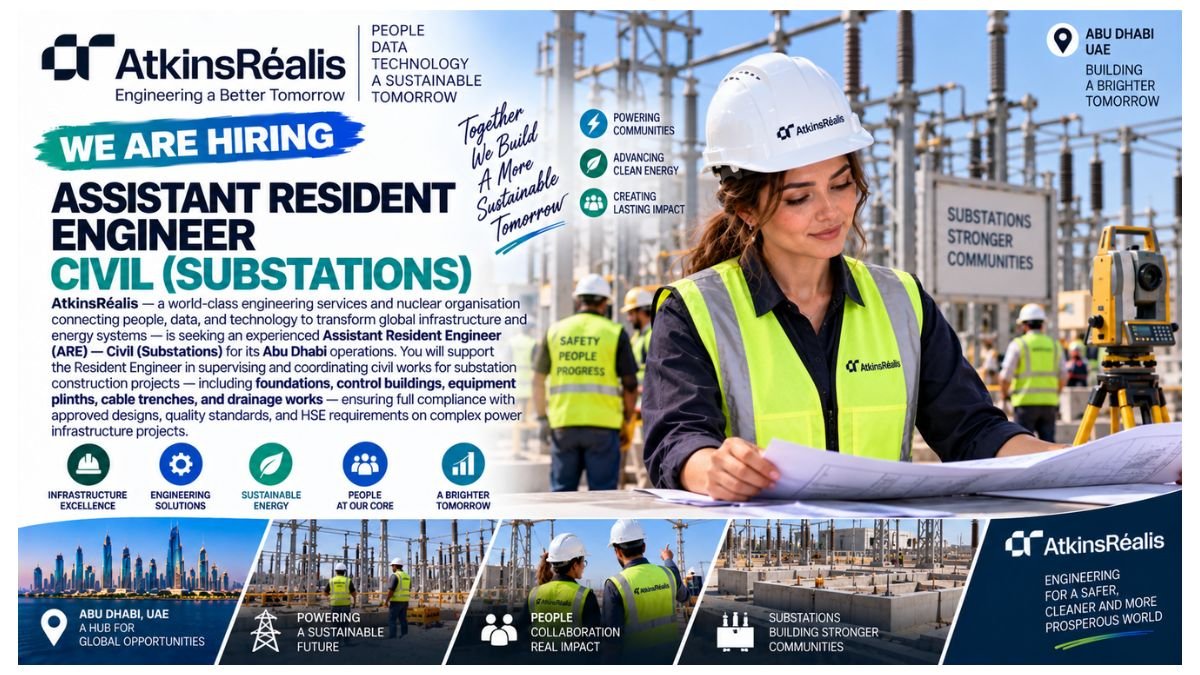 Assistant Resident Engineer Civil Substation Jobs Abu Dhabi UAE 2026