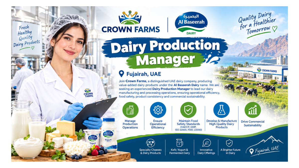 Dairy Production Manager Jobs Fujairah UAE 2026