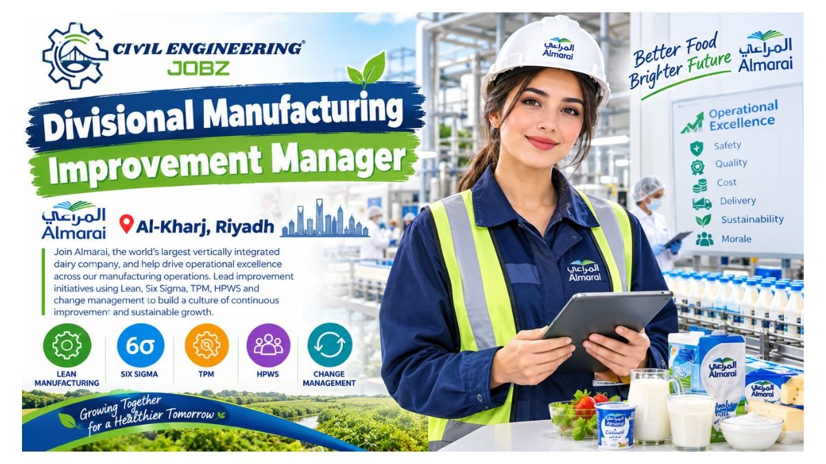 Divisional Manufacturing Improvement Manager Jobs Almarai Saudi Arabia 2026