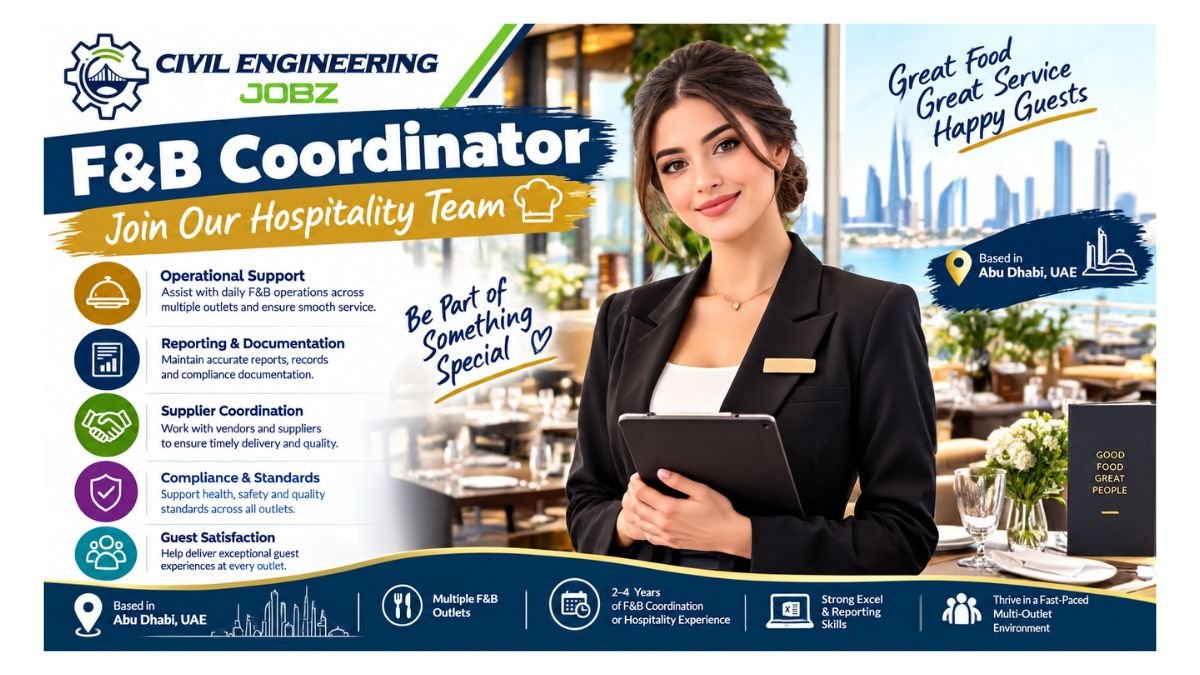 F&B Coordinator Jobs Abu Dhabi UAE 2026 
